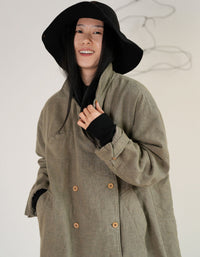Autumn Winter Women Double-breasted Long Cotton Coat