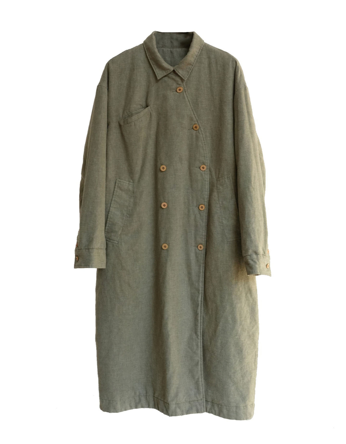 Autumn Winter Women Double-breasted Long Cotton Coat