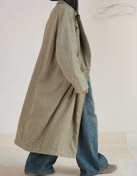 Autumn Winter Women Double-breasted Long Cotton Coat