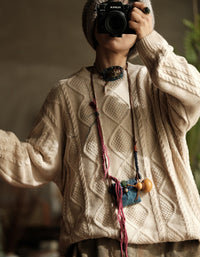 Autumn Winter Women’s Oversized Retro Cable Knit Sweater