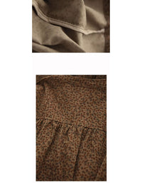 Autumn Women Color Printed Stand Collar Corduroy Shirt