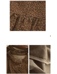 Autumn Women Color Printed Stand Collar Corduroy Shirt