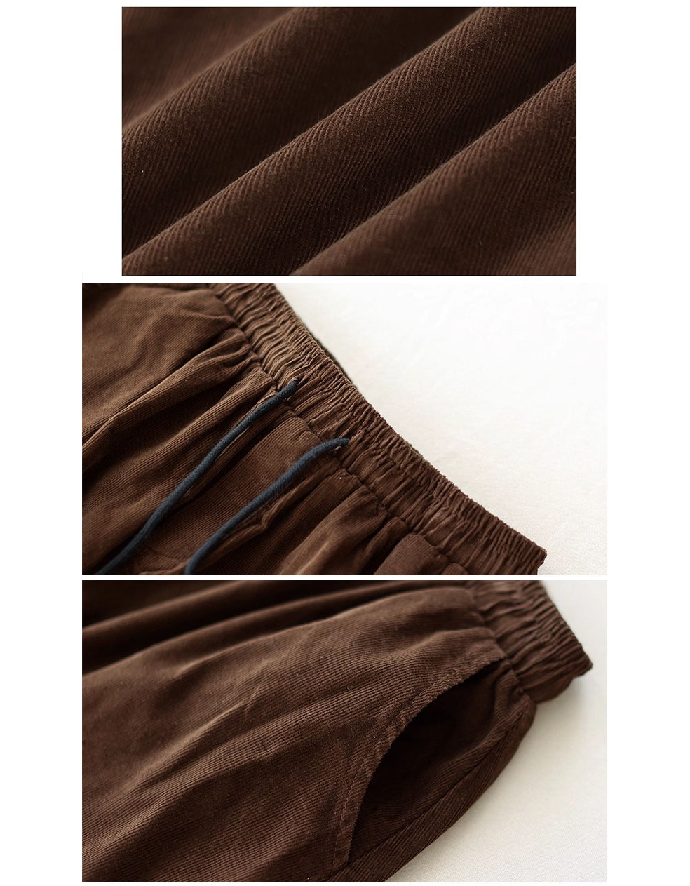 Autumn Women Corduroy Patchwork High Waist Loose Skirt