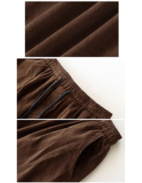 Autumn Women Corduroy Patchwork High Waist Loose Skirt