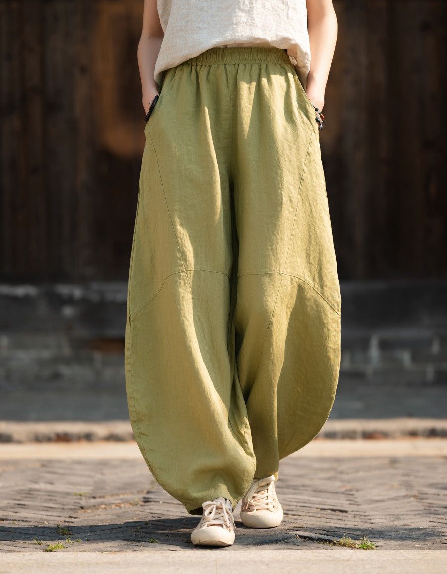 Autumn Women Cotton Linen Loose Baggy Pants