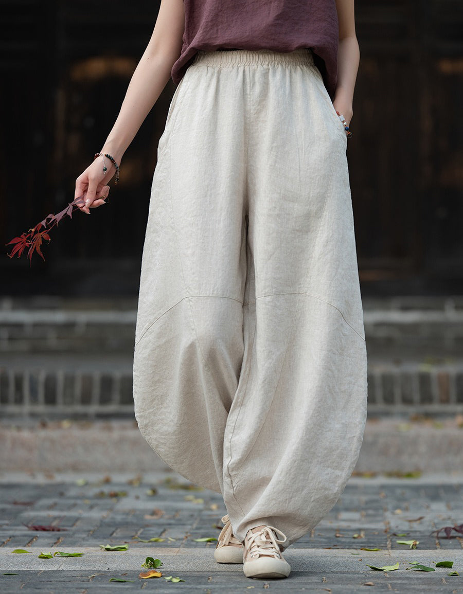 Autumn Women Cotton Linen Loose Baggy Pants