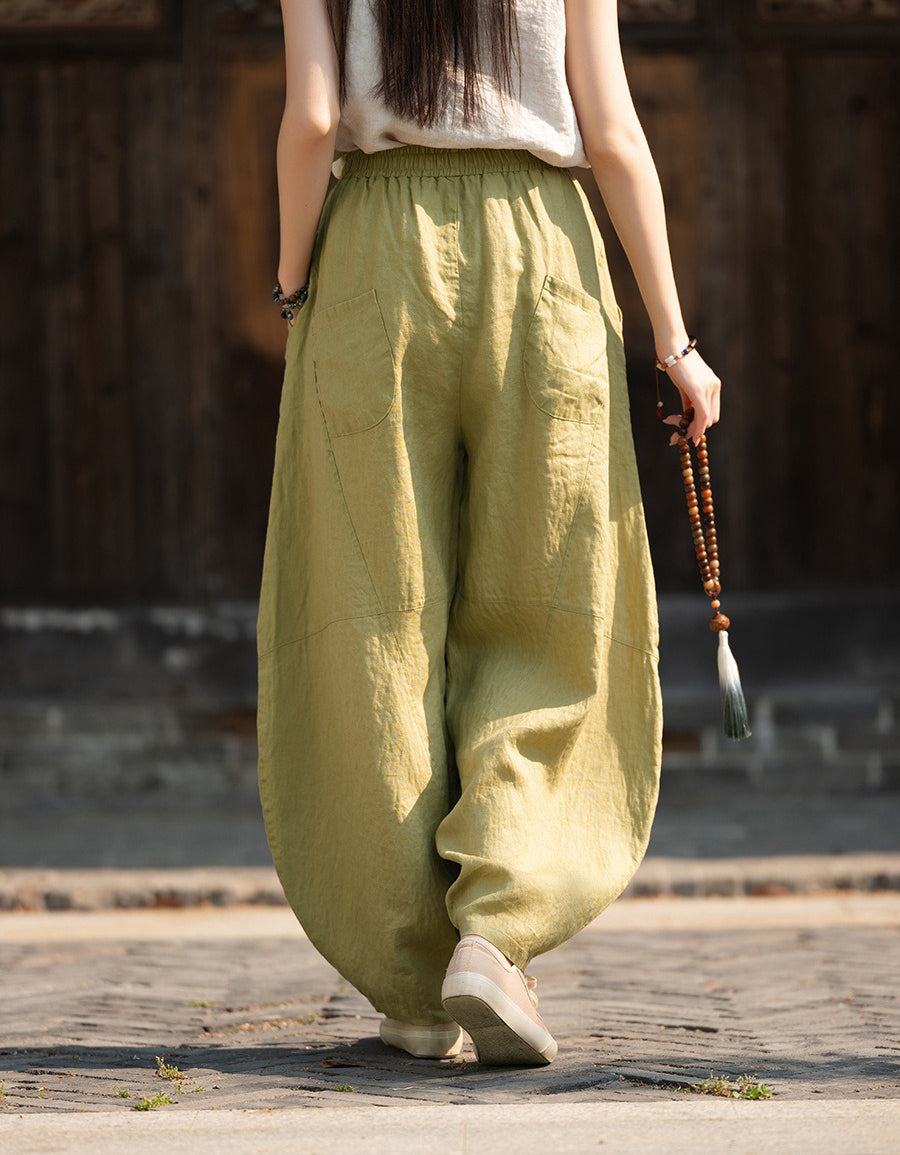 Autumn Women Cotton Linen Loose Baggy Pants
