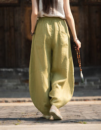 Autumn Women Cotton Linen Loose Baggy Pants