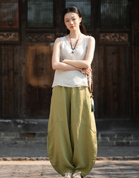 Autumn Women Cotton Linen Loose Baggy Pants
