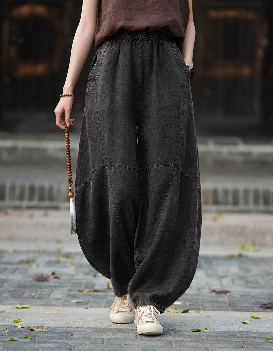 Autumn Women Cotton Linen Loose Baggy Pants