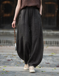 Autumn Women Cotton Linen Loose Baggy Pants