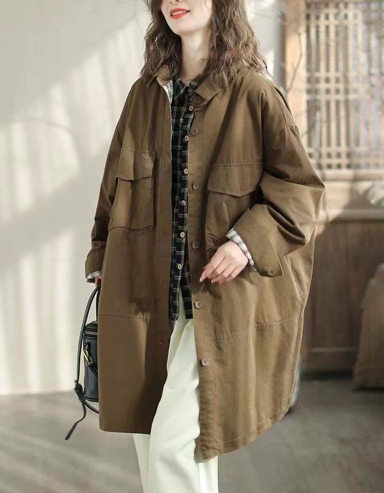 Autumn Women Long Oversized Casual Utility Jacket