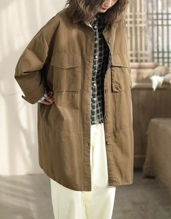 Autumn Women Long Oversized Casual Utility Jacket