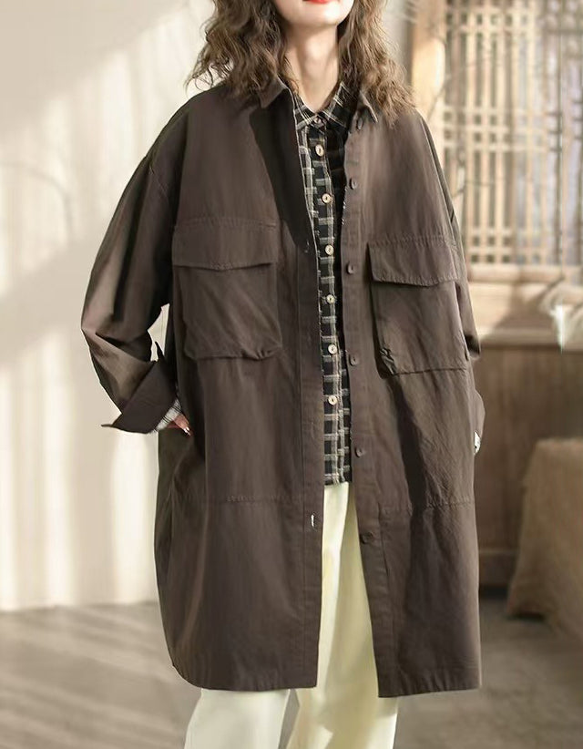 Autumn Women Long Oversized Casual Utility Jacket