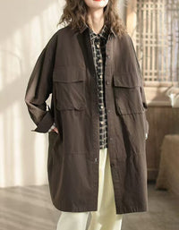 Autumn Women Long Oversized Casual Utility Jacket