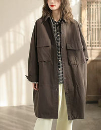Autumn Women Long Oversized Casual Utility Jacket