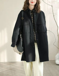 Autumn Women Long Oversized Casual Utility Jacket
