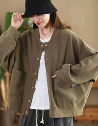 Autumn Women Plus Size Comfy Casual Cotton Jacket