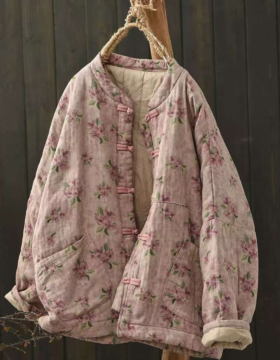 Autumn Women Retro Comfortable Floral Cotton Jacket