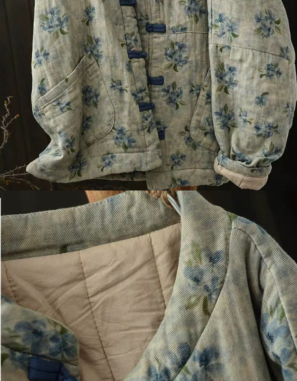 Autumn Women Retro Comfortable Floral Cotton Jacket