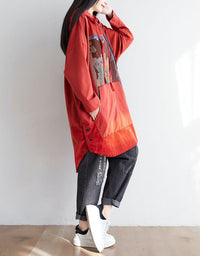 Autumn Women’s Casual Oversized Art Print Hoodie Dress