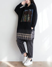 Autumn Women’s Casual Oversized Art Print Hoodie Dress