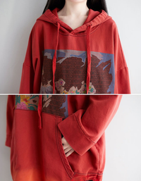 Autumn Women’s Casual Oversized Art Print Hoodie Dress