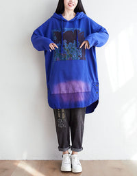 Autumn Women’s Casual Oversized Art Print Hoodie Dress