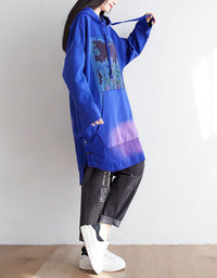 Autumn Women’s Casual Oversized Art Print Hoodie Dress
