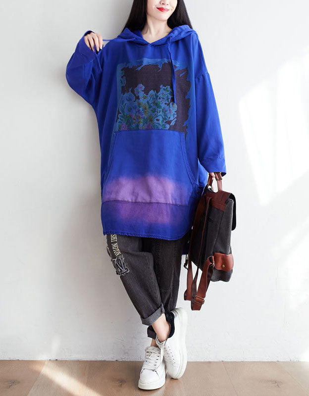 Autumn Women’s Casual Oversized Art Print Hoodie Dress