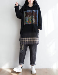 Autumn Women’s Casual Oversized Art Print Hoodie Dress