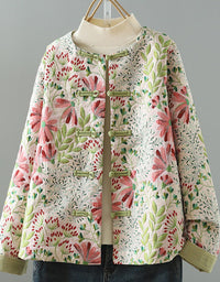 Autumn Women’s Vintage Flower Embroidery Quilted Cardigan Coat