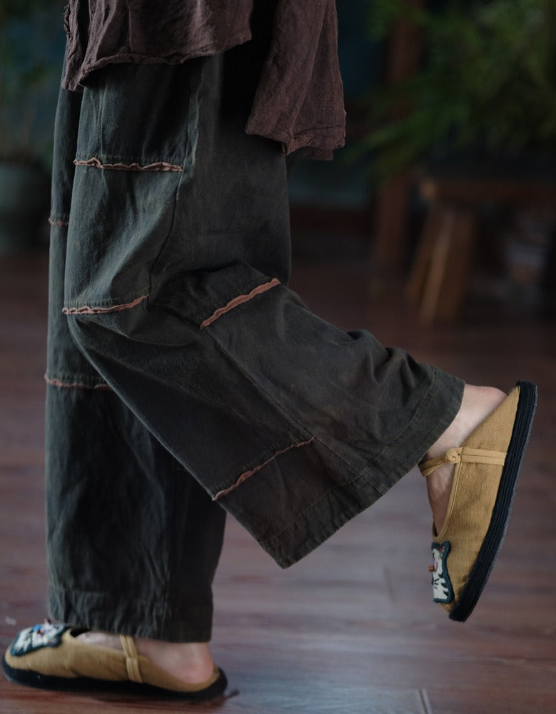 Autumn Women’s Vintage Loose Wide Leg Cotton Pants