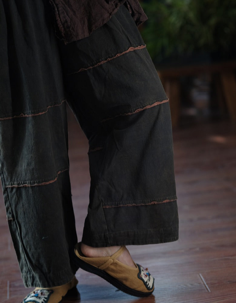 Autumn Women’s Vintage Loose Wide Leg Cotton Pants