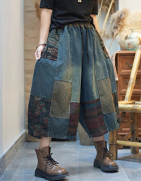 Bohemian Comfortable Patchwork Denim Wide-leg Pants