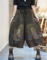 Bohemian Comfortable Patchwork Denim Wide-leg Pants