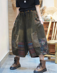 Bohemian Comfortable Patchwork Denim Wide-leg Pants