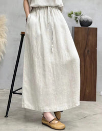 Boho Casual Organic Linen Maxi Skirt