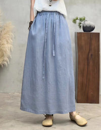 Boho Casual Organic Linen Maxi Skirt