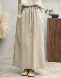 Boho Casual Organic Linen Maxi Skirt