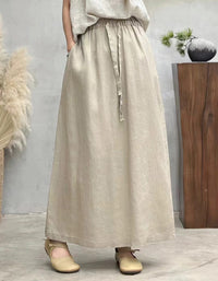 Boho Casual Organic Linen Maxi Skirt