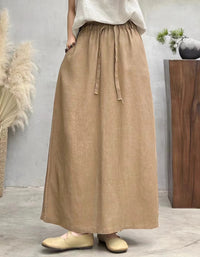 Boho Casual Organic Linen Maxi Skirt