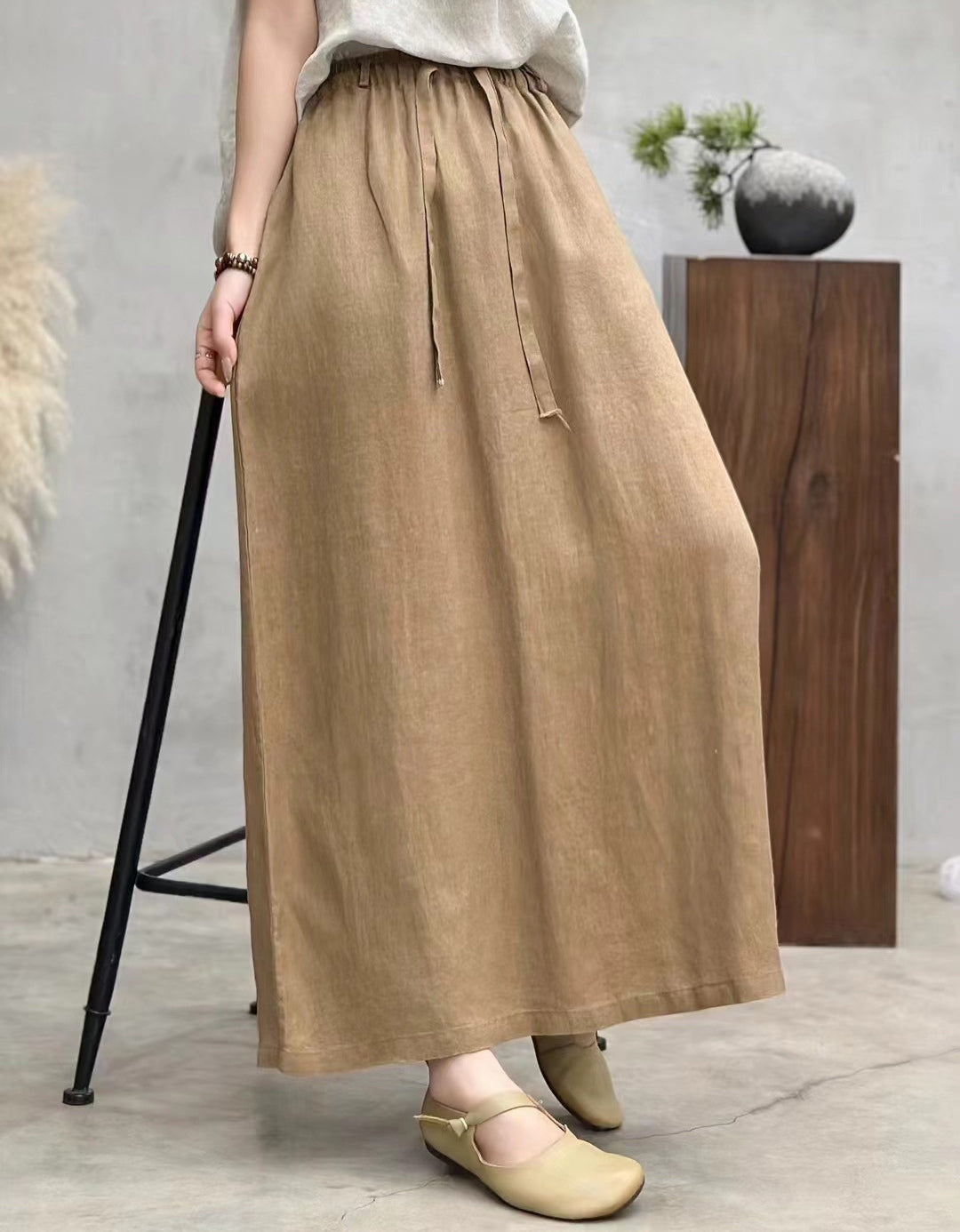 Boho Casual Organic Linen Maxi Skirt