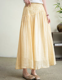 Soft Pink Embroidered Relaxed Fit Maxi Skirt