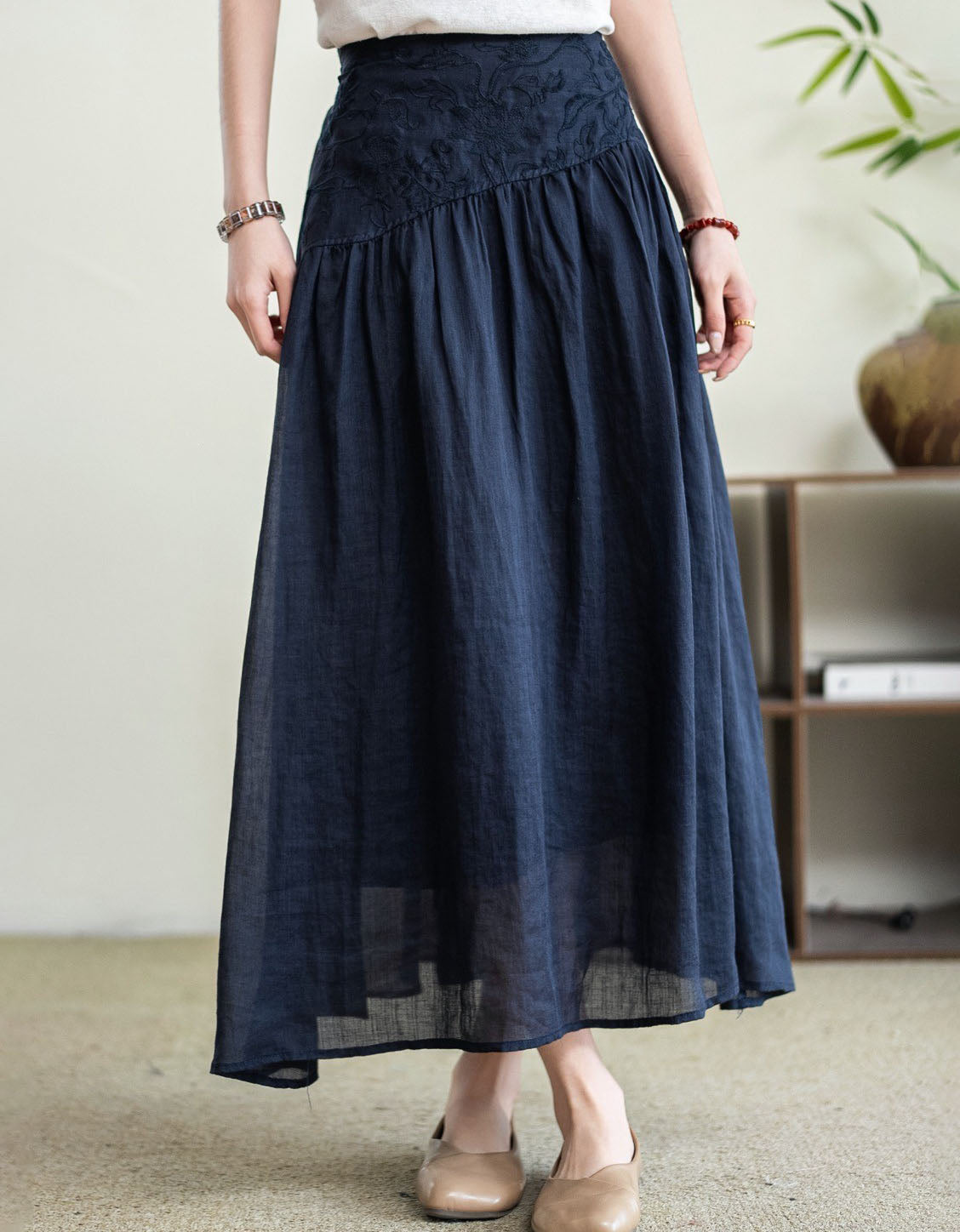 Elegant Pink Flowy A-Line Maxi Skirt for Women