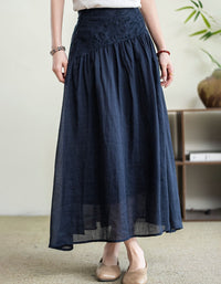 Elegant Pink Flowy A-Line Maxi Skirt for Women