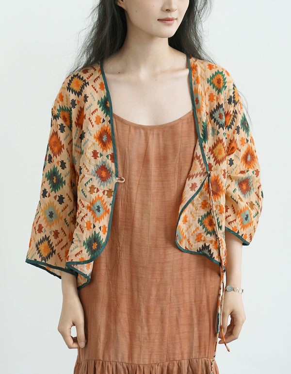 Boho Ethnic Print Kimono Jacket