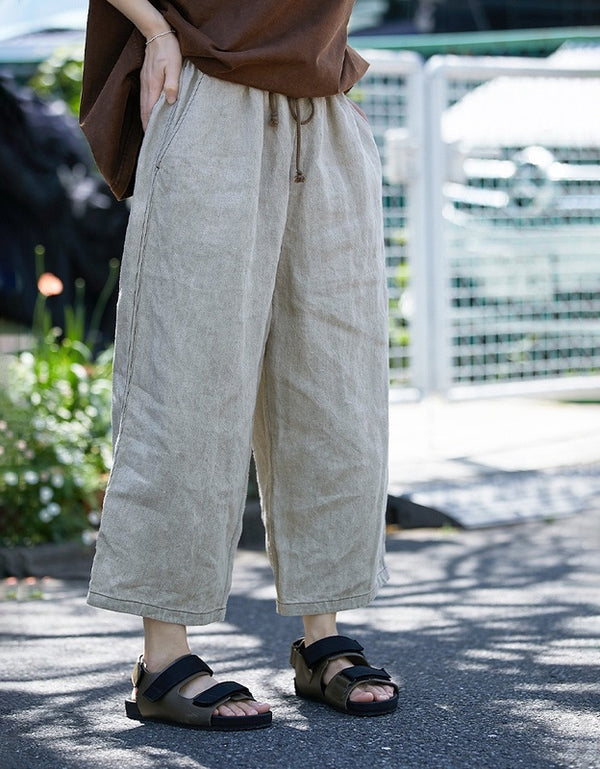 Breathable Comfort Fit Wide Leg Linen Pants