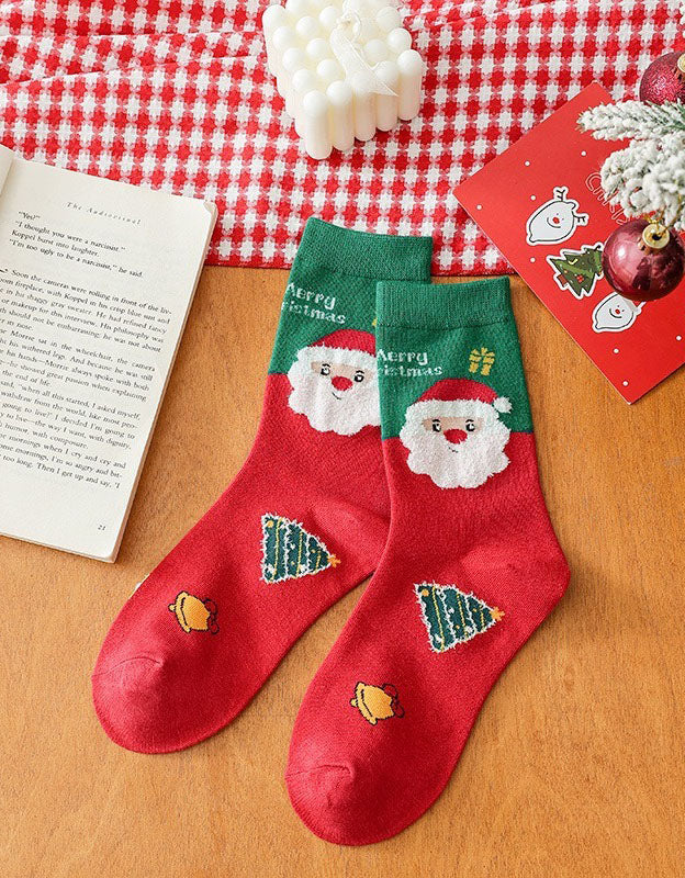 2 Pairs Cute Santa Christmas Socks for Women