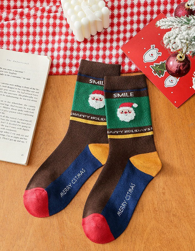 2 Pairs Cute Santa Christmas Socks for Women